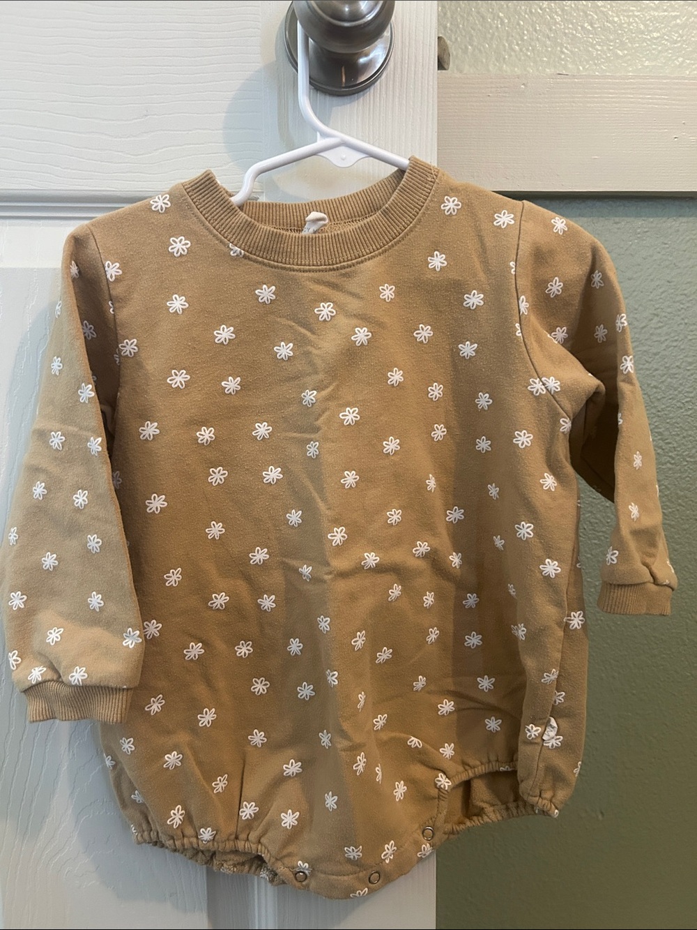 Quincy Mae Brown Floral Print Long-Sleeve Bubble Romper